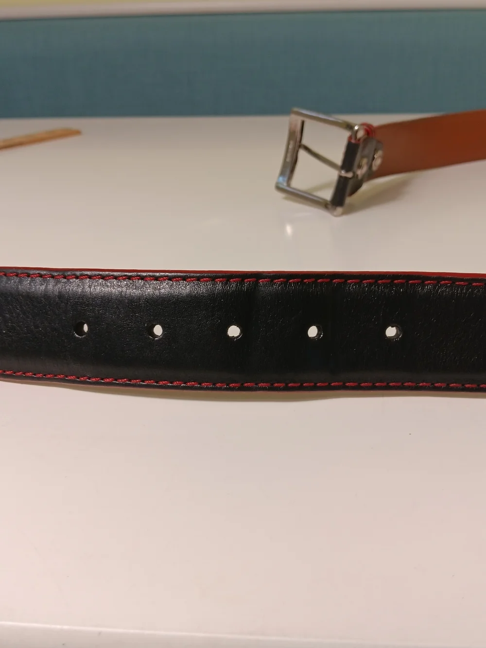 Francis Edward Belt Mens 38 Black Genuine Italian Calf Leather Brass Buckle